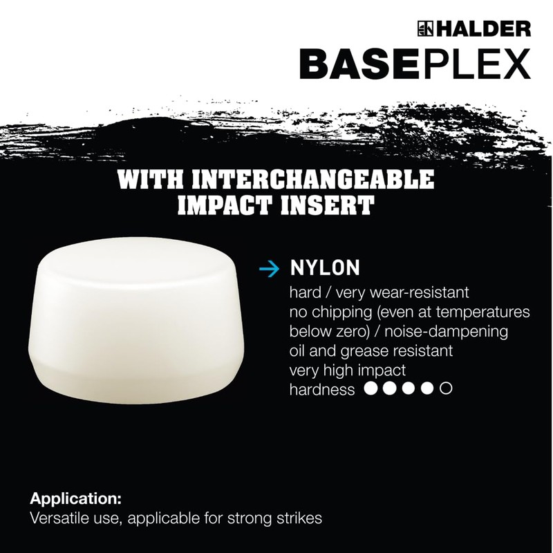 Halder 3968025 25 mm CA/Nylon EH 3968"Baseplex" Soft-Face Mallet -