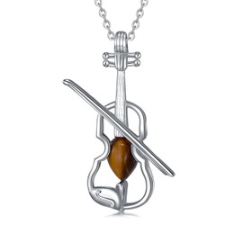 HUKKUN Violin Necklace Sterling Silver Violin Pendant Necklace Cello Music Jewellery Violin Gifts for Women