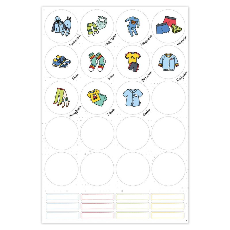 Typographus - 68 child-friendly stickers for clothes - for wardrobes,