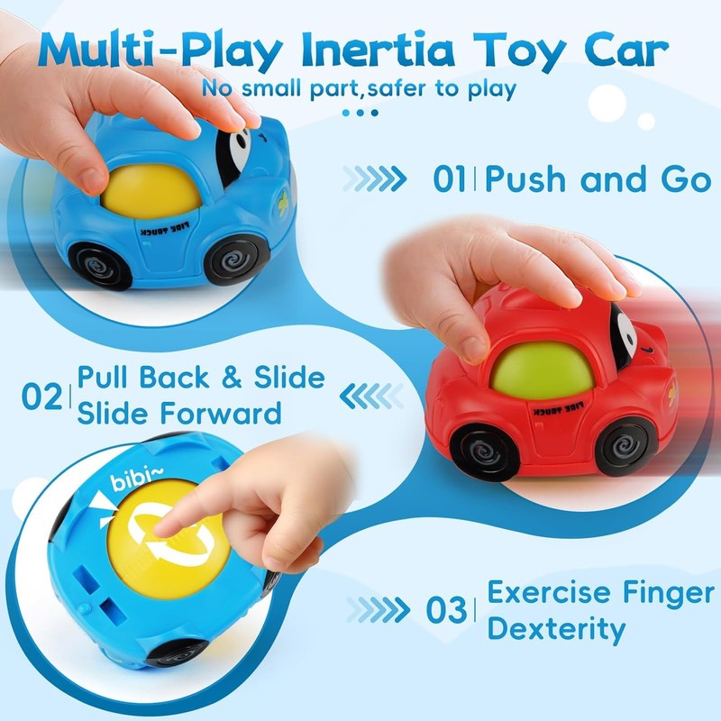 4 Pack Inertial Push Pull Car Toys for Baby Boy