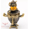 Brass Amber Figurine of Russian Samovar Teapot Totem talisman IronWork