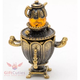 Brass Amber Figurine of Russian Samovar Teapot Totem talisman IronWork