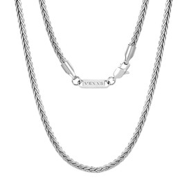 VEXXS Foxtail Chain, 18K Real Gold Plated Gold Chain Men’s Rope Chain Necklace, Durable No Color Fading Men’s Curb Chain 3mm Miami Cuban Link Chain Franco Square Box Link Chain Necklace