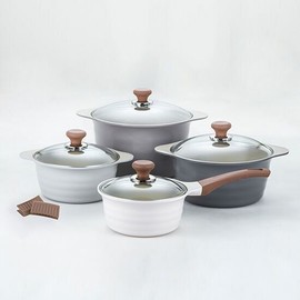 Full set of 4 ecoramic pebble cast iron IH pots, single option / 에코라믹 페블 통주물 IH 냄비 4종 풀세트, 단일옵션