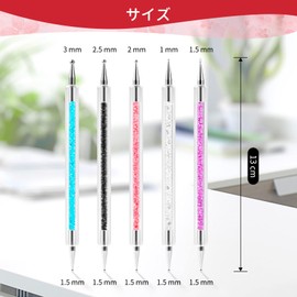 Annhua Dot Pens, Set of 5, Nail Art Pen, 2-Way Dot Stick, Nail Dot Pen, Stippling Tool, Dotting Pen, Nail Brush, Nail Deco Pen, Nail Art Tool, Nail Supplies