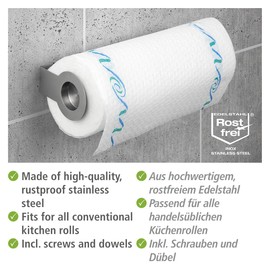 Wenko Cerri 2318100 Kitchen Roll Holder Stainless Steel