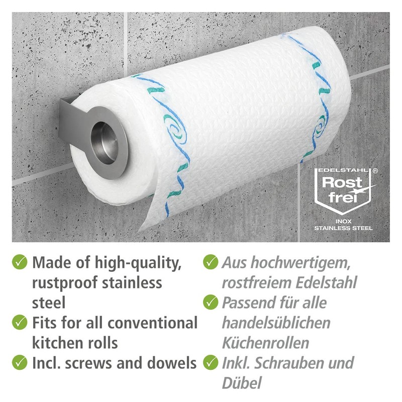 Wenko Cerri 2318100 Kitchen Roll Holder Stainless Steel