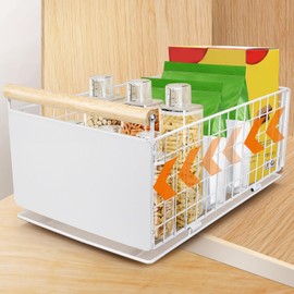 Pull-Out Kitchen Drawer, High-Quality Carbon Steel Extendable Cabinet Organiser, Ultra Quiet Telescopic Drawer, 40 cm x 23 cm x 20 cm, Suitable for Kitchen, Bathroom, Pantry