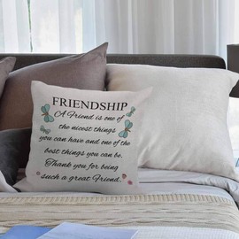 ZFENGYYUAN Cushion Cover Friendship Quotes A Friend is One of The Nicest Things To Friends,Throw Pillow Case Home Decorative for Living Room Bedroom Sofa Chair 18X18 Inch Pillowcase LINEN one side