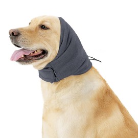 Dog Ear Muffs Noise Protection Hoodie for Anxiety Relief, Noise Canceling for Fireworks Thunderstorms, No Flap Ear Wraps for Dogs(Deep Gray, M)