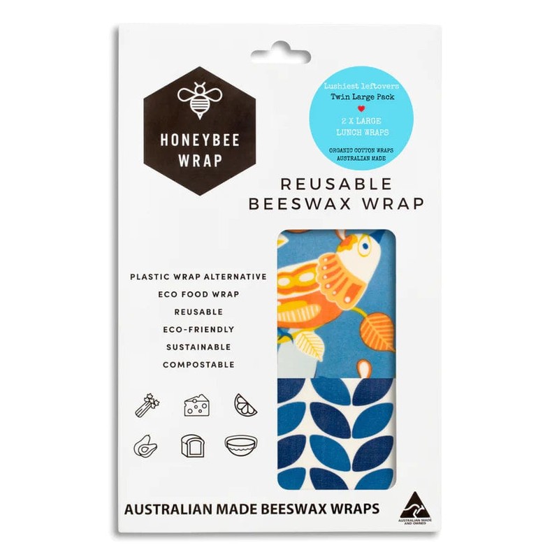 Honeybee Beeswax Food Wraps - Twin Set Large (34cm x