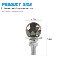 FALVFUN 4PCS Car License Plate Screw Kit, Vehicle Tag Frame Bolt Fastener Caps, Diamond Auto Frame Bolt Fixing Replacement Decorative Accessories, Universal for SUV, Sedan, Truck (Titanium)