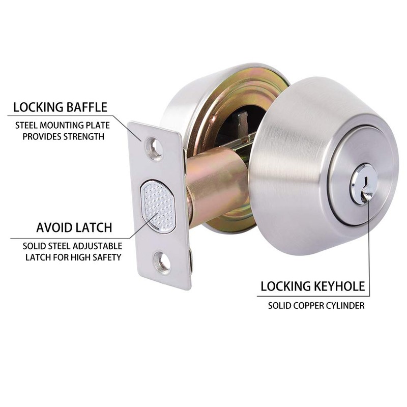 Rulart Double keyed Deadbolt Lock - Keyed on Both Sides,