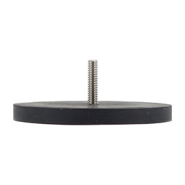 Master Magnetics Neodymium Rubber Coated Round Base Magnet with 1/4-20 Threaded Stud - 3.51" Diameter, 1.32" Overall Height, 105 lb. of Pull, Zinc Plated Housing, Black, NADR351MBX