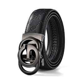 Ridoras Ratchet Designer Belts for Men Leather Belts with Automatic G Buckle,Mens Belt with Gift Box(Black,28"-34" Waist Adjustable)