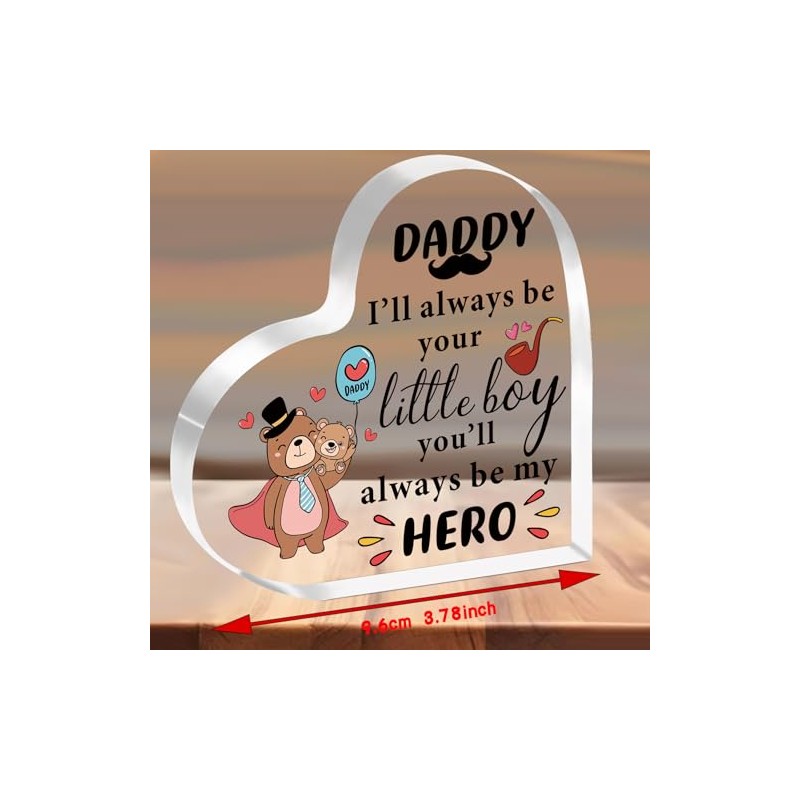 SMARGO Daddy Gifts from Son Heart-Shaped Acrylic Plaque Gifts for