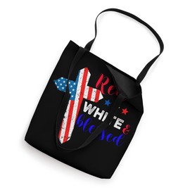 Cross American Flag Red White Blessed Believer God USA Tote Bag