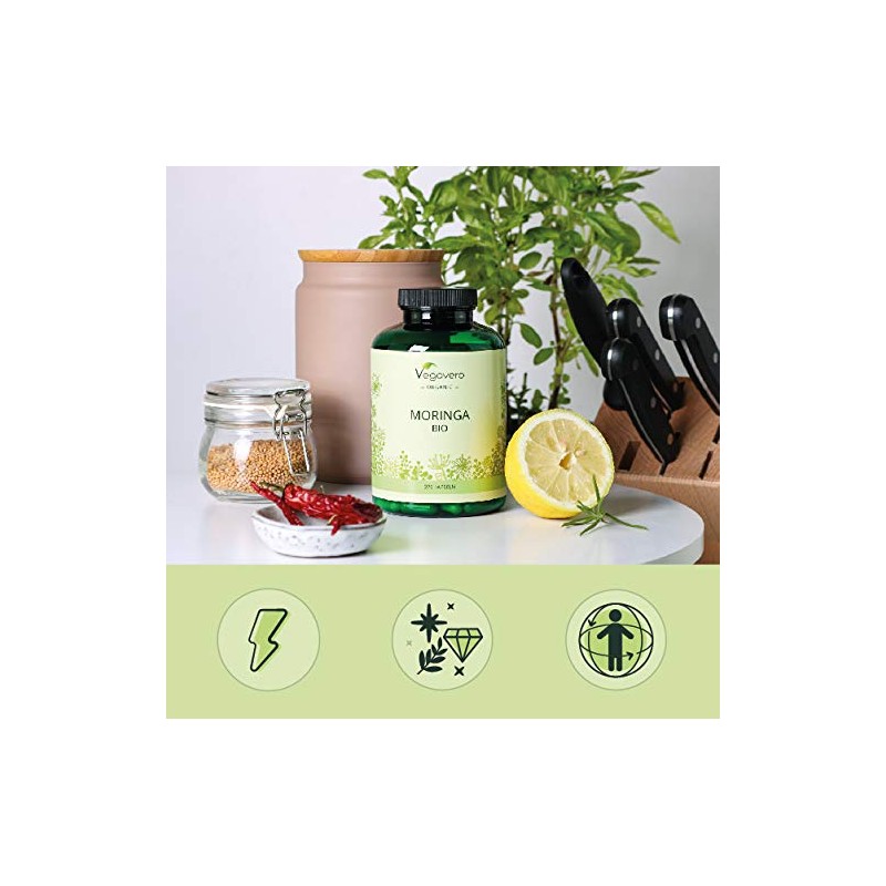 Organic Moringa Oleifera Capsules 1800mg Vegavero® | No Additives |