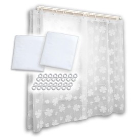 Como Life Draft Prevention Curtains, For High Waist Windows, Set of 2 Curtains, Set of 14 S-Shaped Hooks, (Approx. Width 43.3 inches (110 cm) x Length 57.1 inches (145 cm), Draft Prevention, Cold Air Prevention, Curtain, Heating Efficiency, Translucent T