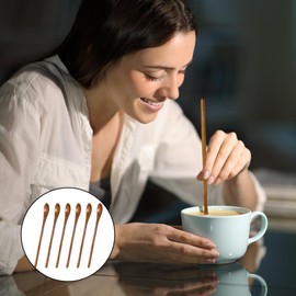 Long Handled Teaspoons, Natural Small Wooden Spoons Long Wooden Stirring Spoon for Honey Coffee Tea Drinks (6)