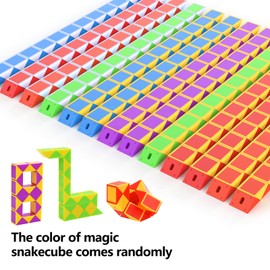 Party Bag Fillers Toys for Kids, 24 PCS Goldge 24 Blocks Magic Snake Cube, Snake Fidget Toy for Kids, Speed Cubes, Children’s Party Toys Twist Puzzle Cube.