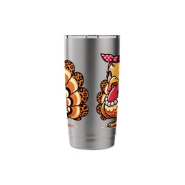 Leopard Turkey Headband For Girl Woman Thanksgiving Autumn Stainless Steel Insulated Tumbler