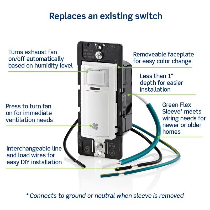 Leviton, Light Almond, Decora In-Wall Humidity Sensor and Fan Control