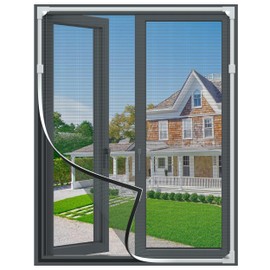 RELIANCER Fiberglass Magnetic Window Screen,DIY Adjustable 48''x60'' Window Mesh Screen,Auto Close Window Net Cover,Windows Screen Replacement kit,Anti Mosquito Windows Mesh Curtain Mesh Partition