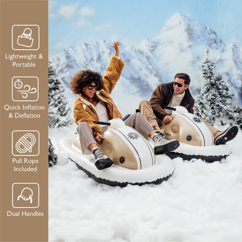 FUNBOY Winter Fun Inflatable Snowmobile, Two Pack, Champagne Two Pack