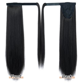Yamel Ponytail Extension Natural off Black Long Straight 20" Upgrade Wrap Around Fake Ponytail Hair Extensions for Women
