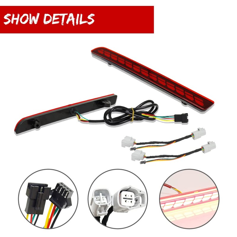 KENRTIR Red LED Rear Bumper Reflector Light Brake Sequential Turn