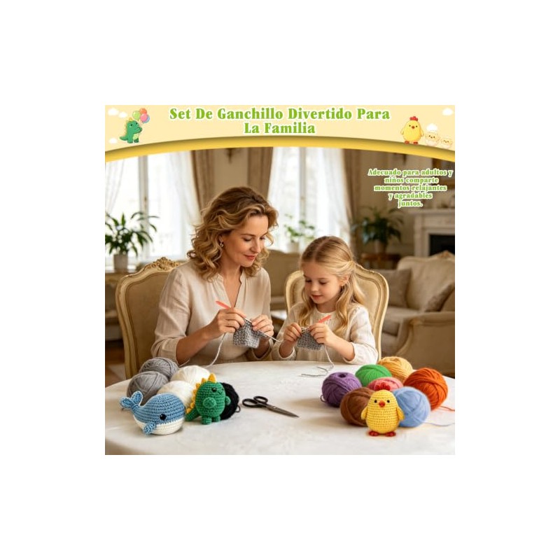 7CDXD - 6 Kit de Crochet para Principiantes, Animales Crochet