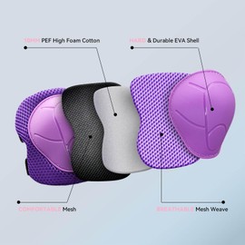 Inkidio Knee Pads for Kids Unicorn Protective Gear Set Knee Pads and Elbow Pads Set with Wrist Guard for Girls Boys Roller Skates Inline Skatings Scooter Cycling Bike Skateboard (Small, Purple)