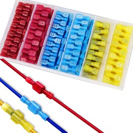RUNCCI-YUN Pack of 200 Electrical Connectors, Insulated Cable Lugs Set, Crimp Connectors, Car Flat Connector Assortment Set (AWG Red 22-16, Blue 16-14, Yellow12-10)