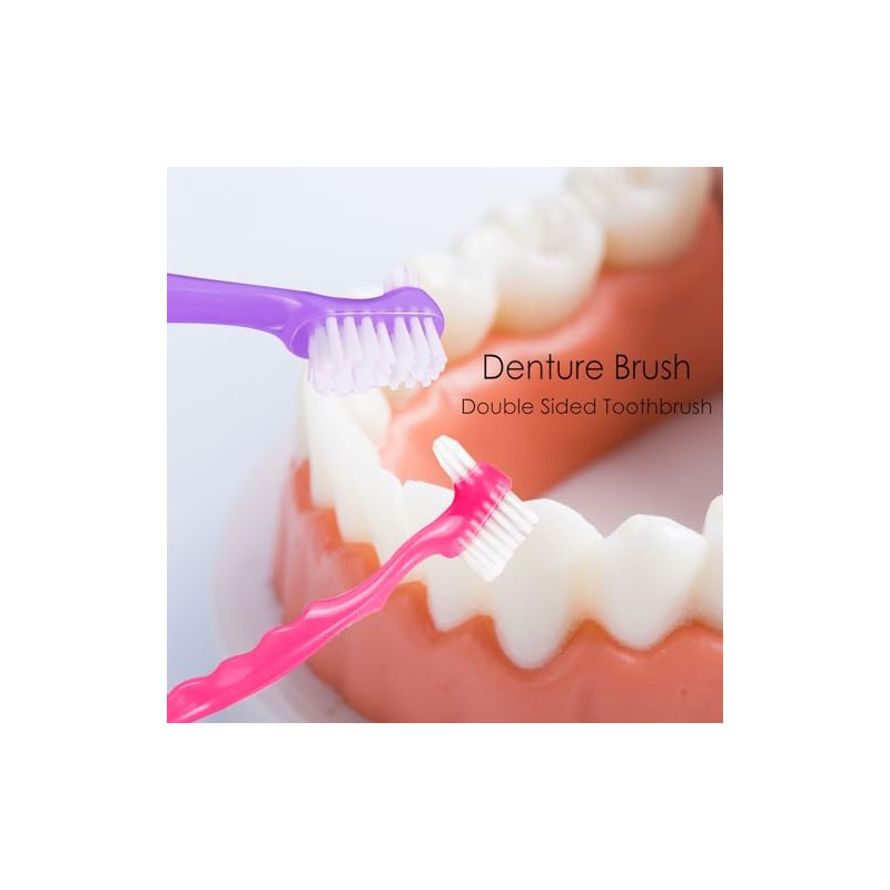 Pack of 4 Portable Denture Cleaning Brushes with Moderate Multilayer