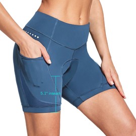 baleaf 4D Padded Bike Shorts Women Cycling Underwear Gel Padding Pockets Blue II XL