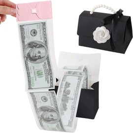 SESENSE Money Pull Box for Cash, Surprise Box Mini Rose Handbags with 30 Pcs Transparent Bags for Christmas Party Birthday