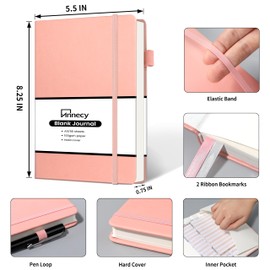 Annecy Blank Journal Notebook, Medium 5.5x 8.25, 160 Pages 100GSM Writing Paper, A5 Peach Pink Faux Leather Cover with Pen Loop