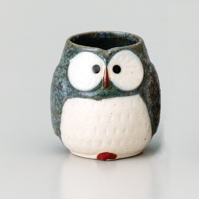 Soho Kiln Yunomi Owl Long Blue Diameter 3.0 x 3.2