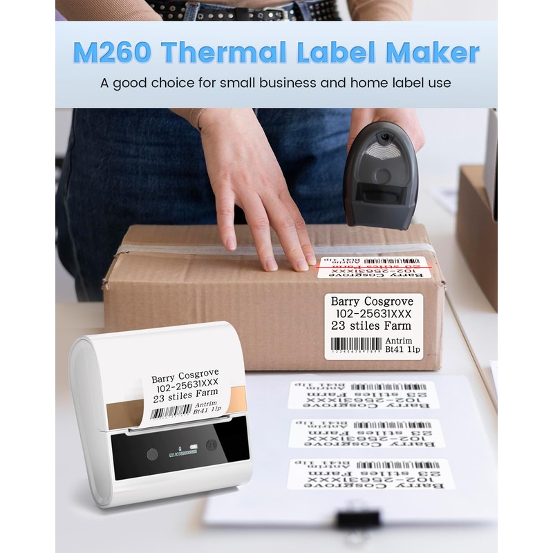 Memoking Thermal Label Maker, Label Printer Machine M260 3 inch
