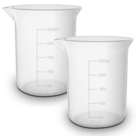 Twin Pack - RE-GEN 250ml Graduated Clear Plastic Measuring Beakers Cups – Ideal for Laboratory, Home, Kitchen, Cooking, DIY, Arts & Crafts