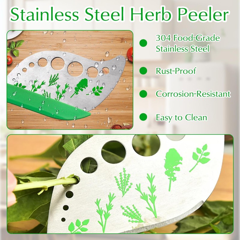 Herb Stripper Tool, Stainless Steel 11-Hole Leaf Stripping Kitchen Tool