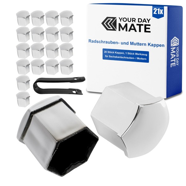 Wheel Bolt and Nut Caps Set, 21 Pieces, for 17