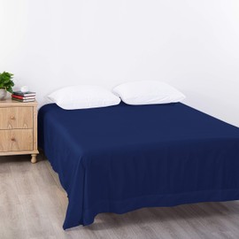 BEDSUM California King Microfiber Flat Bed Sheet Only, Luxury 1800 Thread Count Wrinkle and Fade Resistant Bedding Top Sheet, Navy Blue