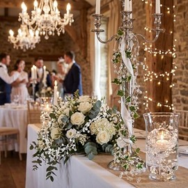 GLOGLOW Guirnalda de Cuentas de Cristal Transparente 4 Piezas de 125cm para Decoración de Bodas Navidad Centros de Mesa y Fiestas Hecha de Acrílico Brillante