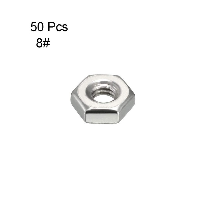sourcing map Hex Nuts, 8#-32 Coarse Thread Hexagon Nut, Stainless