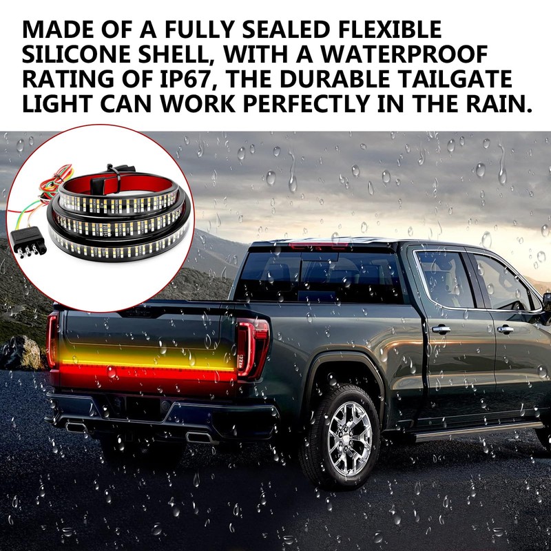 dawfall Car Tailgate Light Bar, 59" Three Row Waterproof and