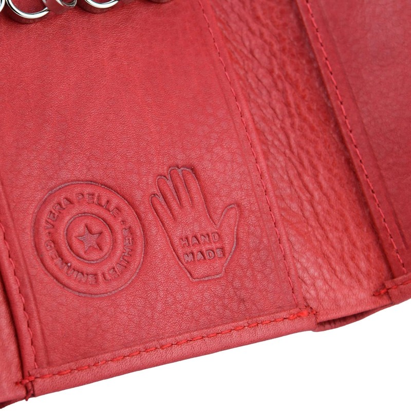 Conte Massimo Man Woman Keyring Genuine Leather, Red with bag