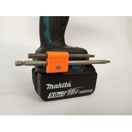 Side Mounted MAGNETIC Bit Holder for Makita 18V, Ryobi 18V, Ridgid or Bosch - Drills, Drivers, Impacts (Orange) - Galactic Gadgets