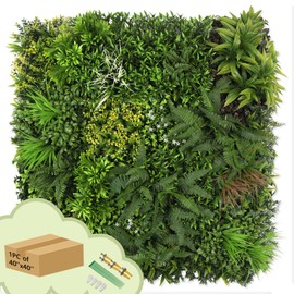 VERDEARTH Artificial Greenery Hedegs Wall, 1 PC of 40"x40" Faux Ivy Plant Backdrop, Verticial Garden Privacy Fence Screen, per Panel (B052)